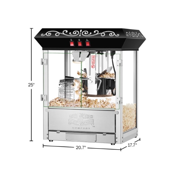 10-Ounce Countertop Popcorn Machine, Perfect Popper Makes 4.5 Gallons-Kettle, Drawer, Tray (Black)